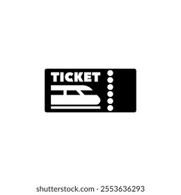 Modern black vector icon depicting a train ticket.