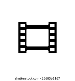 Modern black vector icon depicting a filmstrip for cinema related design.