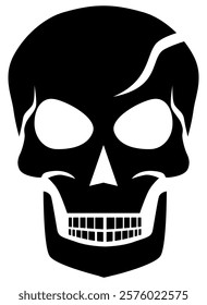 Modern black vector skull illustration with bold lines and detailed design on a transparent background. Perfect for Halloween, tattoos, logos, posters, stickers, or horror and gothic-themed projects