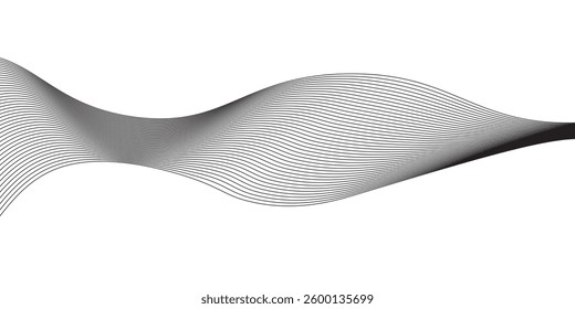 Modern black wave lines on white background. Dynamic wave pattern abstract modern