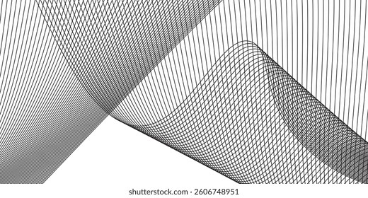 Modern black wave lines on white background. Dynamic wave pattern simple abstract modern art