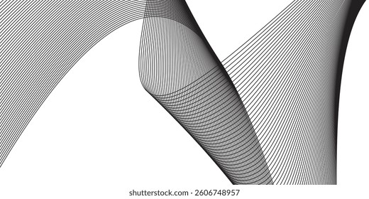 Modern black wave lines on white background. Dynamic wave pattern simple abstract