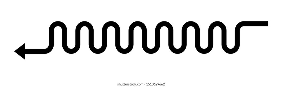 Modern black wavy arrow vector isolated on white
