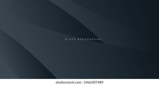 Modern black wavy papercut background with dynamic shape.