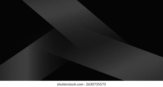Modern black white abstract background. Minimal. Gradient. Dark grey banner with geometric shapes, lines, stripes, triangles. Design. Futuristic. Cut paper or metal effect.vector eps10