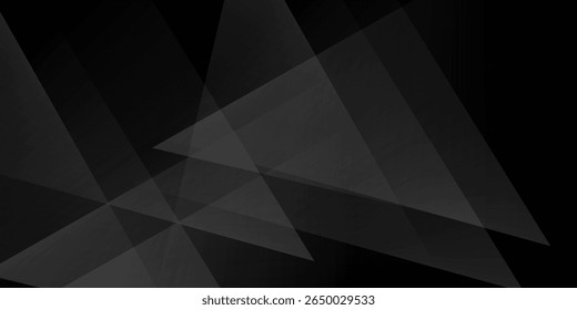 Fundo abstrato preto branco moderno. Mínimo. Gradiente. Banner cinza escuro com formas geométricas, linhas, listras, triângulos. Design. Futurista. Corte o papel ou o efeito do metal. Origami, mosaico, geometria.