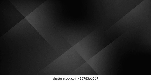 Modern black white abstract background. Minimal. Gradient. Dark grey banner with geometric shapes, lines, stripes, triangles. Design. Futuristic. Cut paper or metal effect.vector eps10