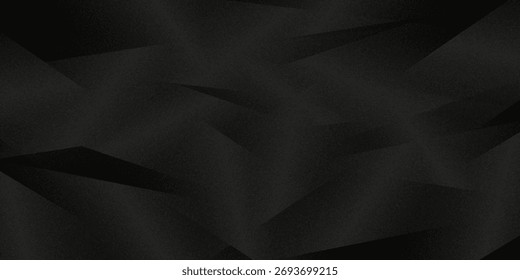 Modern black white abstract background. Minimal. Gradient. Dark grey banner with geometric shapes, lines, stripes, triangles. Design. Futuristic. Cut paper or metal effect.vector eps10