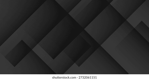 Modern black white abstract background. Minimal. Gradient. Dark grey banner with geometric shapes, lines, stripes, triangles. Design. Futuristic. Cut paper or metal effect.vector illustration