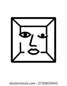 Modern Black and White Abstract Face Artwork