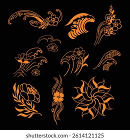 A modern black and white abstract flower wave line art collection featuring elegant floral designs. Perfect for prints, decor, and digital creative projects.