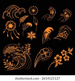 A modern black and white abstract flower wave line art collection featuring elegant floral designs. Perfect for prints, decor, and digital creative projects.