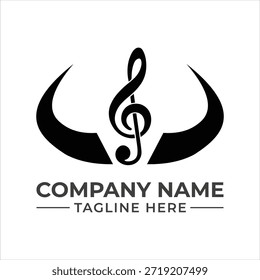Modern black and white abstract logo design featuring a treble clef symbol and crescent shapes