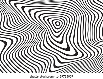 Modern black and white abstract pattern of wavy lines. For covers, business cards, banners, prints on clothing, wall decorations, posters, sites. Vector illustration