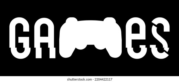 Modern black and white background for games streaming. Game backdrop with gamepad. Vector EPS 10