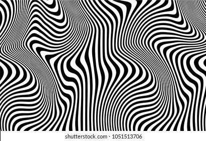 Modern black and white background from swirling lines. Vector illustration