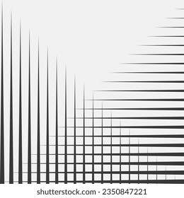 Modern black and white banner with striped pattern. Two isosceles triangles shaded with black thinning strokes. Vertical and horizontal stripes overlap and intersect. Business style. Copyspace on top.