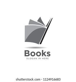 modern black white book open logo and icon