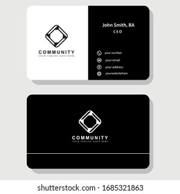 modern black and white business card design, professional business card Design - Vector