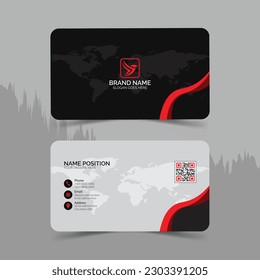 Modern black and white business card template design.