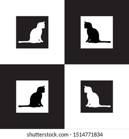 Modern Black White Cat Box repeat vector pattern.