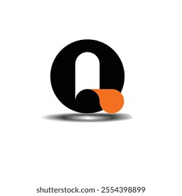 Modern Black and White Circular Logo With Orange Accent, Abstract Design With Minimalist Style and Creative Branding Concept On a White Background