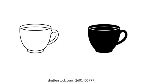 Modern black and white coffee cups vector for creative cafe menus, shop logos, packaging designs, and food-related marketing visuals