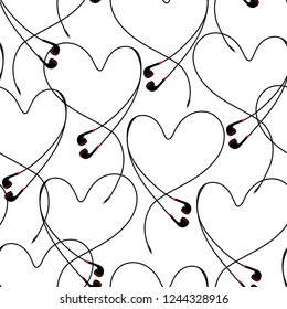 Modern black and white eyephone create positive heart seamless pattern vector design for fabric,wallpaper,fashion ,and all prints 
