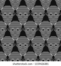 modern black and white face lines seamless pattern