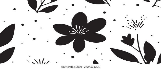 modernes schwarz-weißes Blumenmuster 