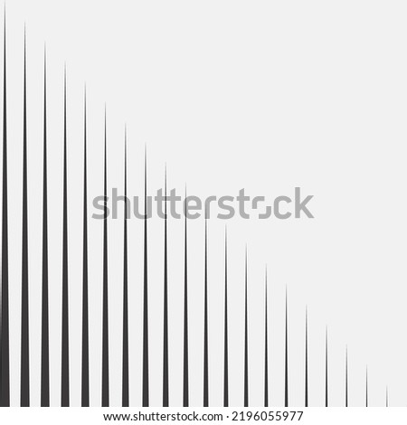 Modern black and white geometric background design. Banner divided into two parts diagonally. Abstract pattern with black and white vertical lines at bottom. Copyspace on top. Personal business style.