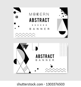 Modern black and white geometric banner templates set