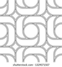 Modern black and white geometric line ornament. Allover vector pattern for adult colouring book, interior, wallpaper, fabric, apparel textile, phone case. Oriental seamless floor, wall tile design
