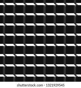modern black and white geometric square illusion seamless pattern