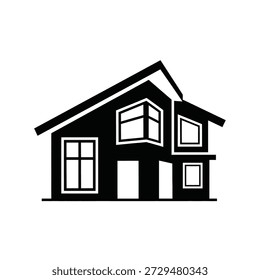 Modern black and white house flat design vector illustration scalable graphic