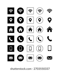Modern Black and White Icon Set Collection. Simple Vector Icons for Interface and Communication Design.