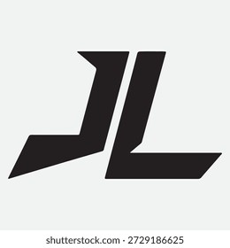 Logotipo moderno preto e branco do monograma de JL, projeto geométrico mínimo, tipografia angular afiada