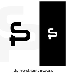 Modern black and white lettering logo combination of letters s and p