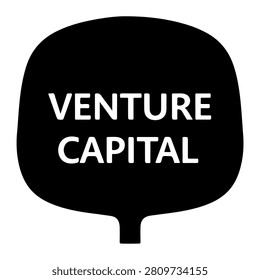 Modern black and white logo featuring the words Venture Capital inside a speech bubble, symbolizing communication and investment.