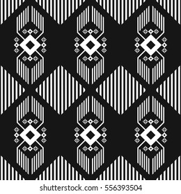 modern black and white native seamless pattern