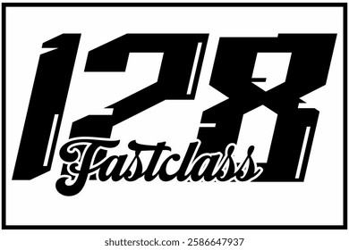 Modern black and white number 177 vector, FAST CLASS text, racing sticker design.