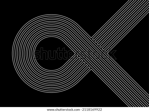 Modern black and white pattern of parallel\
white lines on a black background in a retro style. Trendy vector\
background