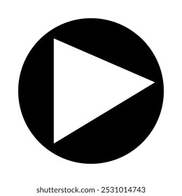 Modern Black and White Play Button Icon, Perfect for Media Streaming and Digital Design Projects | Ideal for Minimalist Design Enthusiasts, Adding a Clean and Functional Element