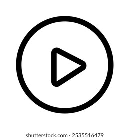 Modern Black and White Play Button Icon, Perfect for Media Streaming and Digital Design Projects | Ideal for Minimalist Design Enthusiasts, Adding a Clean and Functional Element