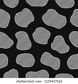 modern black and white rounded stone askew lines seamless pattern