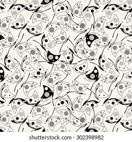 Modern black and white seamless pattern with dragonflies. Excellent for wallpapers, fabrics and wrapping paper. Vector illustration