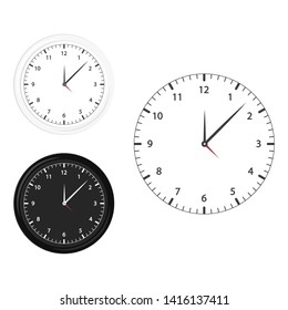 Modern black, white and silhouette clock icon set