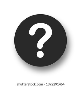 Modern Black And White Simple Question Mark Eps 10 Vector Icon With Shadow