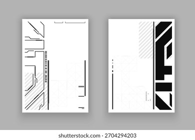 Modern black and white template for flyer, poster, book cover or magazine. Banner background design element.