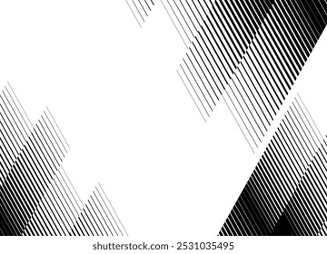 Moderno fondo de Vector blanco y negro con líneas negras rotas. Para interiores, cubiertas, publicidad, embalaje, textiles. Fondo de Vector universal. Rayado